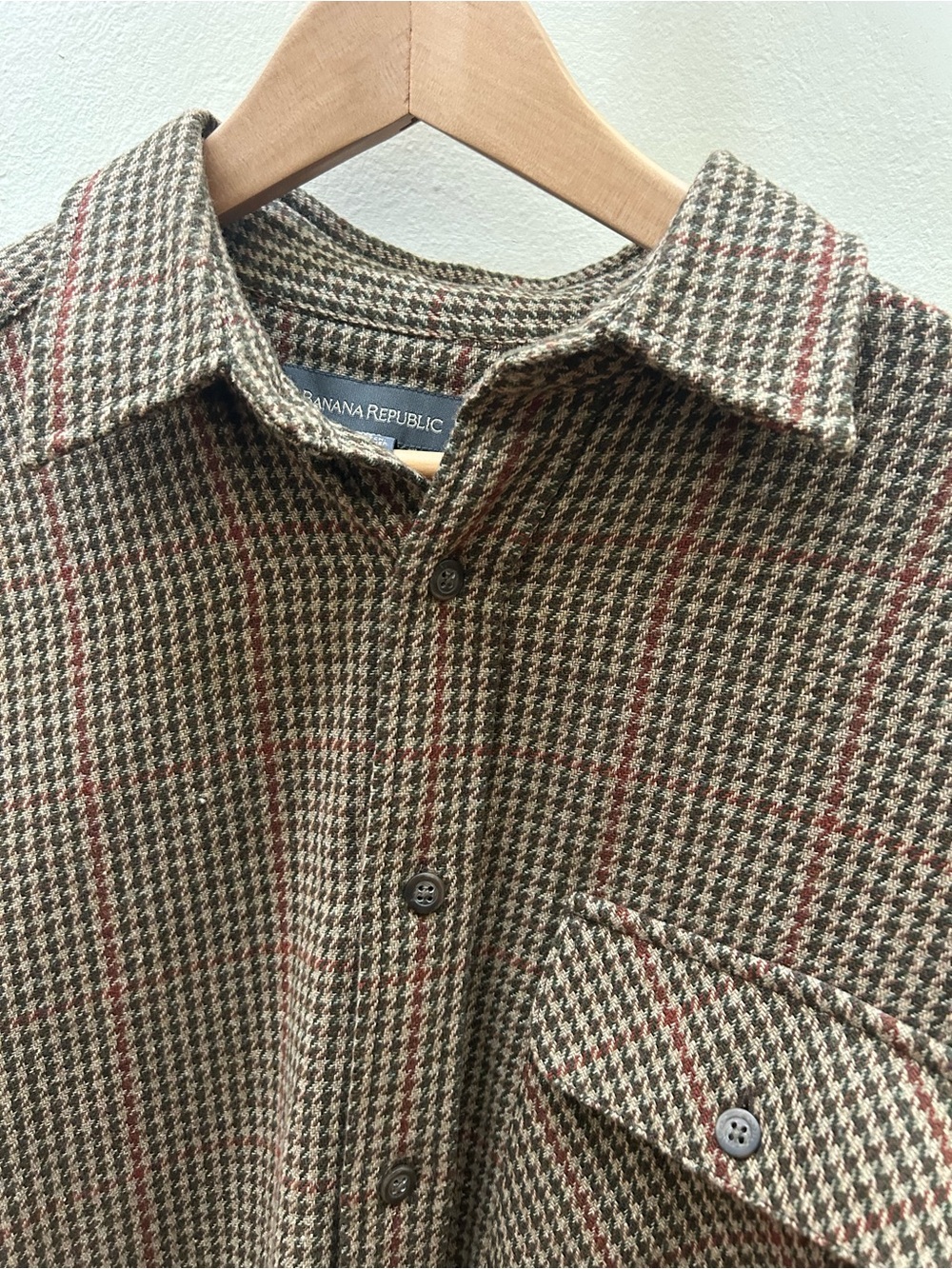 Vintage Banana Republic Brown Button-Down Shirt with suede leather patches - Picture 4 of 9